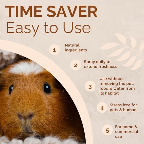 No Scent Small Animal Guinea Pig Cage Cleaner | Hamster & Rabbit Habitat Pet Odor Spray (2 Fl Oz / 59 mL) - size: 2 Fl Oz (Pack of 1)