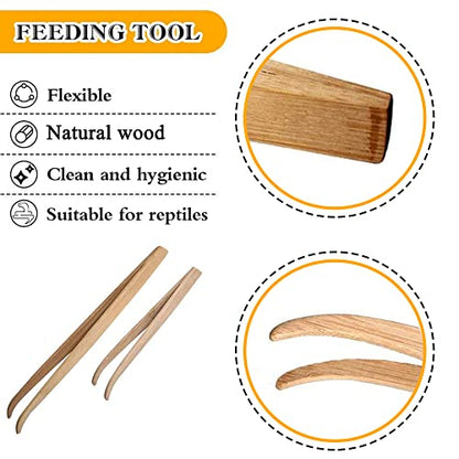 Reptile Feeder Tongs, Bamboo Tweezers for Lizard Gecko | Two-size bamboo tong set keeps hands safely away when feeding lizards, geckos, turtles, iguanas & bearded dragons
