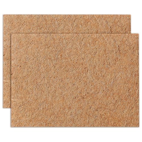 MAXPACE Natural Coconut Coir Liner Sheets - 14x11inch 2 Pcs Coco Fiber for Plant, Planter, Window Basket, Garden Decoration, and Pet Reptile Carpet or Mat