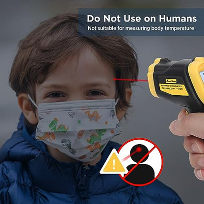 Sanliang Infrared Thermometer Laser Temperature Gun -58℉ to 1112℉ with Adjustable Emissivity & Max and Min Measure Laser Digital IR Thermometer Gun Temp IR Surface Tool Heat Temp Gun for Cooking.