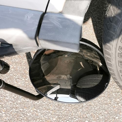 Under Vehicle Inspection Mirror - 12 Inch Convex Search Mirror with Wheels and LED Light for Security Check Under Cars, Trucks and Equipments - size: 12" with Wheels