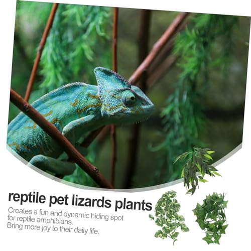 3pcs Vine Plant Decoration for Reptiles Lizard Snake Plants Leaves Tank Decor Lifelike Leaves