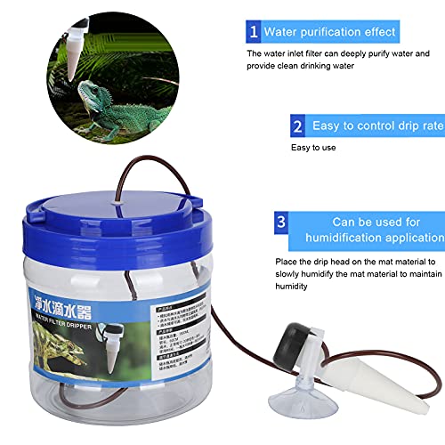 HEEPDD Reptile Water Dripper Kit, Automatic Drip Irrigation System with Adjustable Flow, Quiet Operation for Terrariums, Bearded Dragons, Frogs, Snakes, Geckos, Chameleons