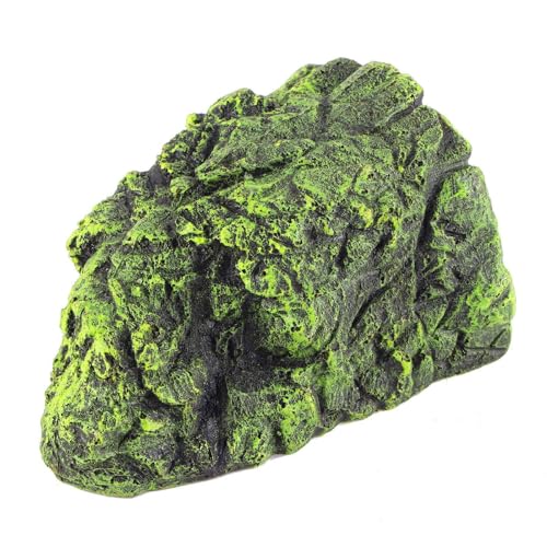 Reptile Hide Cave, Secure Enclosed Basking Shelter for Terrarium Aquarium Resin Rock Look Large 1 Pack