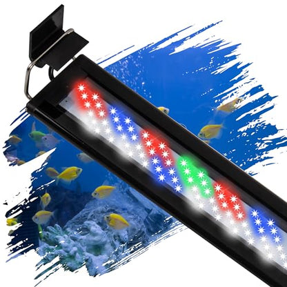 Led Aquarium Light, Full Spectrum Fish Tank Lights, 40 Gallon Freshwater Fishtank Hood Lighting for Grow Fish, Plants, Adjustable from 36 to 44 Inch - size: 36-44 IN
