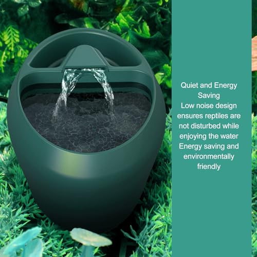 Tnfeeon Reptile Water Fountain Food Bowl Automatic Circulation System Waterfall Spout Lizard Water Dispenser with Food Trough for Bearded Dragon