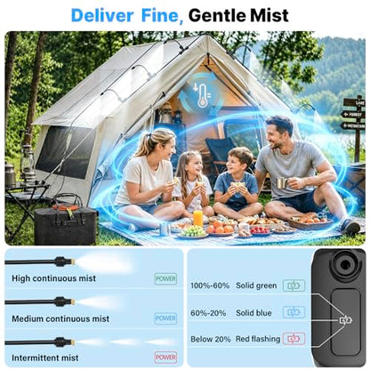 Bluepro 50FT Portable Misting System for Cooling, Misters for Outside Patio with 5.8Gal/22L Foldable Tank, 5200mAh Pump (IPX8) & 8 Adjustable Brass Nozzles for Umbrella, Camping, Golf Cart, Sport