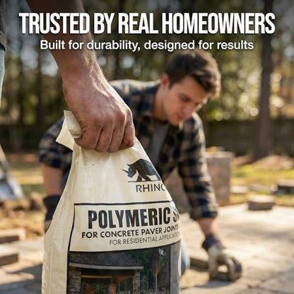 Rhino Power Bond Plus - Polymeric Sand for Pavers and Stone Joints up to a Maximum of 2 inches. (20 Pound, Beige) - color: Beige, size: 20 Pound