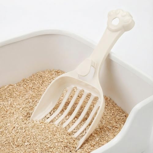Depets Cat Litter Scoop, Litter Scoop with Wide Slats, Kitty Litter Scooper for Pine Pellets, Durable Plastic Litter Sifter Scoop - Designed for Easy Sifting, Milky White | Litter Scoop with Wide Slats, Durable Plastic Litter Sifter Scoop - Designed for E