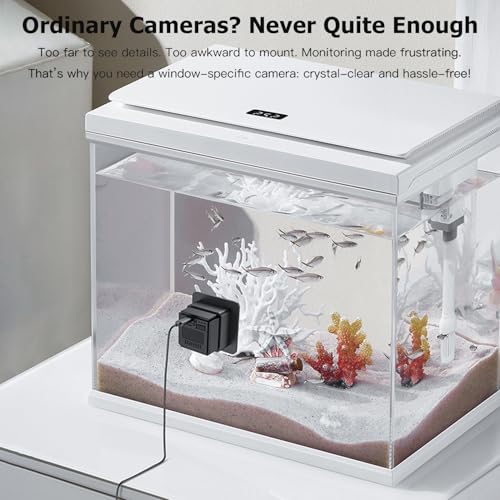 Aquarium Camera, 2K HD for Fish, Lizard, Reptiles Terrarium, 140° Wide-Angle with Anti-Glare, Night Vision, WiFi Pet Camera with AI Motion Detection, 2-Way Audio, 24/7 Cloud/SD Recording S20M1 (Black)