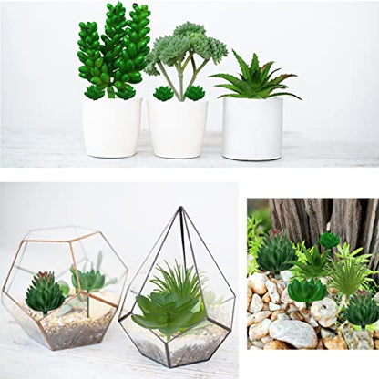 QUOZUO 22pcs Green Succulents Plants Artificial, Mini Fake Succulents for DIY Crafting Home Terrarium Floral Wall Garden Arrangement Office Decoration (Unpotted)