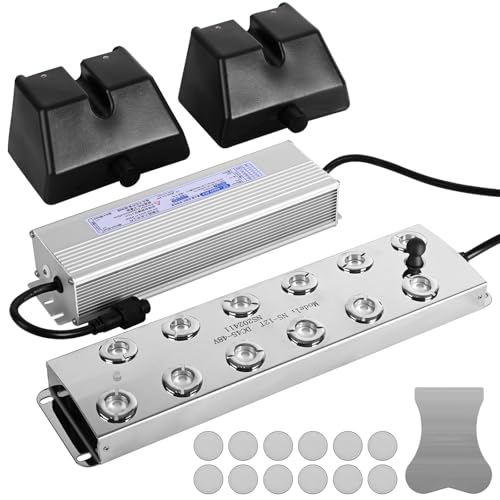 Ultrasonic Mist Maker 12 Heads, 9000ml/H Ultrasonic Fogger w/Float, 400W Waterproof Power Supply, for Halloween Atmosphere, Fish Tank, Greenhouse, Landscape