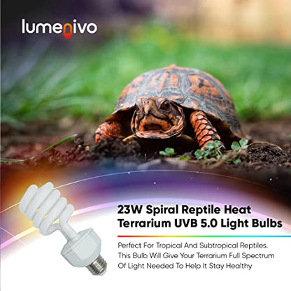 23 Watt UVB Reptile Light 5.0 23W Spiral Reptile Heat - 5 Pack | Terrarium Light Bulbs Turtles · Gecko · Tortoise · Snake · Lizard · Chameleons · Insects 120V - color: Uvb 5.0, size: 5 Count (Pack of 1)