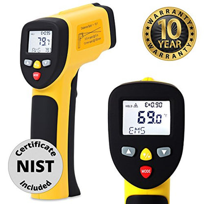 eT650D Temperature Gun by ennoLogic with NIST Certificate - Dual Laser Non-Contact Infrared Thermometer -58°F to 1202°F - Accurate Digital Surface IR Thermometer (Not for Body Temp) - style: eT650D w/ NIST Certificate