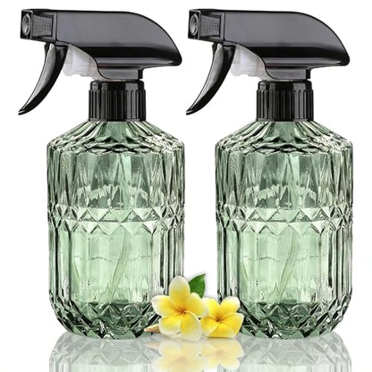 Glass Handheld Spray Bottle, 15oz Refillable Water Bottle Spray, Reusable Adjustable Nozzle Plant Mister Spray Bottles Indoor, Plant Mister for Hair, Cleaning, Gardening, Pets Care (Green) - color: Green a