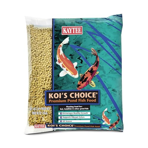 Kaytee Koi’s Choice Floating Fish Food for Koi, Goldfish & Pond Fish | Supports growth. Fish food pellets for all seasons. 35% protein, fish meal first, highly digestible koi food - size: 3 Pound (Pack of 1)