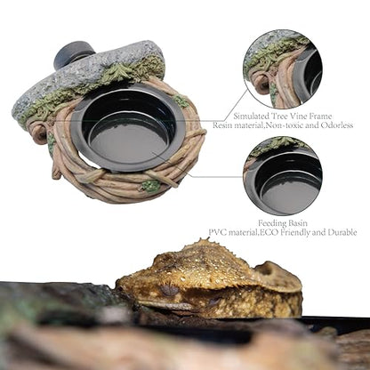 Magnetic Feeding Ledge with 2pcs Cups,Reptile Water Bowl,Bearded Dragon,Turtle,Crested Gecko,Snake,Tank Accessories - size: S