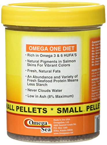 Omega One Goldfish Pellets, Sinking, 2mm Small Pellets, 4.2 oz | Sinking, 2mm Small Pellets