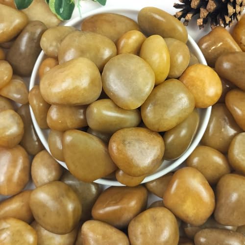 10lbs Yellow River Rocks, 1-2 Inch Natural Pebbles for Indoor Plants, High Polished Decorative Stones Vase Filler Fish Tank Aquariums Landscaping Garden - color: Yellow, size: 10 Pounds