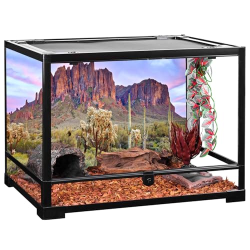 AWERT 48x24 in Desert Cactus Terrarium Backdrop Reptile Habitat Background | AWERT Blue Sky Cloud Mountain Huge Cactus Joshua Trees Oasis Gobi Reptile Habitat Background Durable Polyester - size: 48x24in/120x60cm