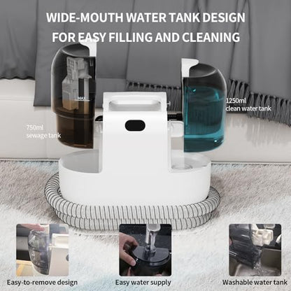 PUREBEAR Portable HandHeld Carpet Cleaner Machine, Spot Cleaner | 18Kpa Suction Power| Shampooer| Dual Tank| Upholstery| Couch, Car Seat, Rug, Mattress| 2 Cleaning Heads| Self Cleaning