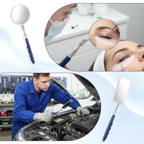 5 Pcs Telescoping Inspection Mirror Set, Flexible Inspection Mirror Tool, Stainless Steel Extendable Mechanic Mirrors with Long Handle Tool, 360 Rotation Mirrors for Check Vehicle Eyelashes Mouth
