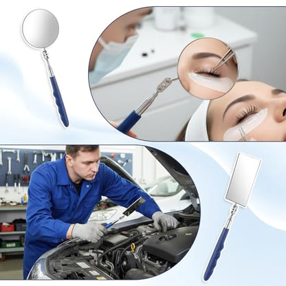 5 Pcs Telescoping Inspection Mirror Set, Flexible Inspection Mirror Tool, Stainless Steel Extendable Mechanic Mirrors with Long Handle Tool, 360 Rotation Mirrors for Check Vehicle Eyelashes Mouth