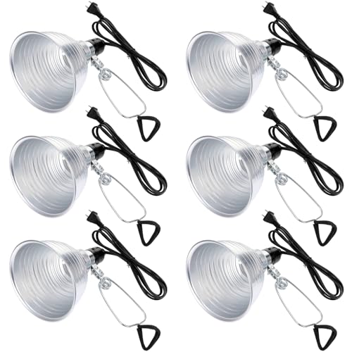 Macarrie 6 Pcs Adjustable Clamp Lamp Light with Aluminum Reflector Up to 150 Watt (No Bulb Included) E26 Socket SPT-2 18awg 6FT Cord (5.5 Inch) - size: 5.5 Inch