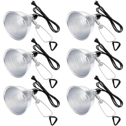 Macarrie 6 Pcs Adjustable Clamp Lamp Light with Aluminum Reflector Up to 150 Watt (No Bulb Included) E26 Socket SPT-2 18awg 6FT Cord (5.5 Inch) - size: 5.5 Inch