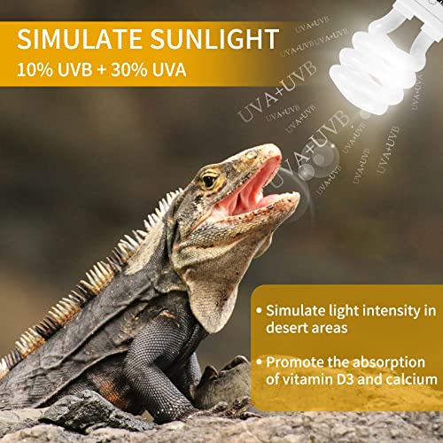 LUCKY HERP Desert UVA UVB Reptile Light Bulb 10.0 13W Compact Fluorescent Lamp - style: UVB10.0 13W