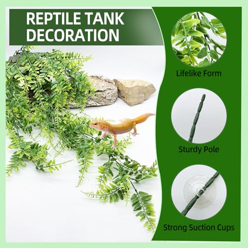 BNOSDM Reptile Vines,Bendable Jungle Climbing Vine,Terrarium Plants Artificial Decor,Tank Decorations Accessories for Bearded Dragons Chameleons Snakes Lizards Hermit Crabs - size: 3Pcs | Style: 47in Jungle Vine
