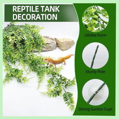 BNOSDM Reptile Vines,Bendable Jungle Climbing Vine,Terrarium Plants Artificial Decor,Tank Decorations Accessories for Bearded Dragons Chameleons Snakes Lizards Hermit Crabs - size: 3Pcs | Style: 47in Jungle Vine