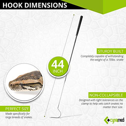 Cynamed Professional Stainless Steel Probe Snake Hook Reptile Catcher Stick Rattlesnake Grabber Pick-up Handling Tool