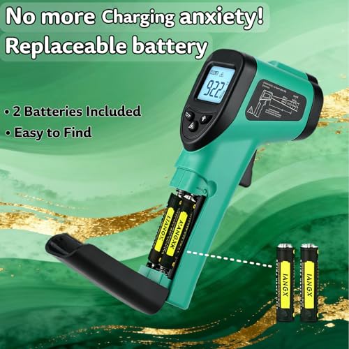 Infrared Thermometer Gun -58℉~1022℉, Digital Laser Grilling Thermometer | Surface Thermometer Gun Griddle Accessories, LCD Backlit Display Temp Gun with Hard Carrying Case Gift for Men and Dad, Green - color: Green