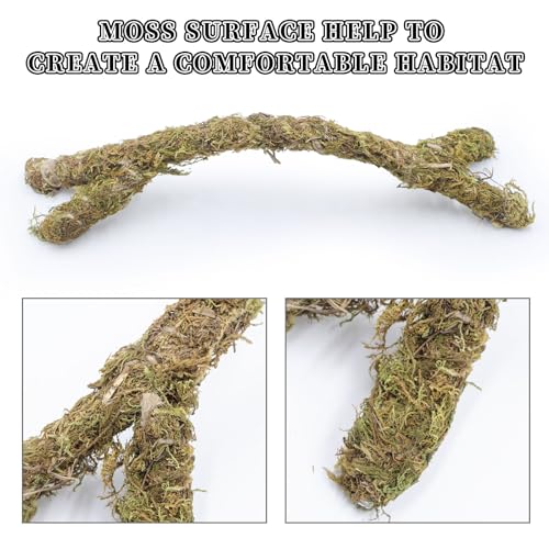 Bendable Moss-Covered Climbing Branch – Adjustable Reptile Habitat Decor with Internal Wire | Terrarium Accessories for Geckos, Chameleons & Small Arboreal Pets