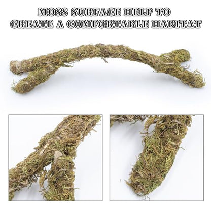 Bendable Moss-Covered Climbing Branch – Adjustable Reptile Habitat Decor with Internal Wire | Terrarium Accessories for Geckos, Chameleons & Small Arboreal Pets