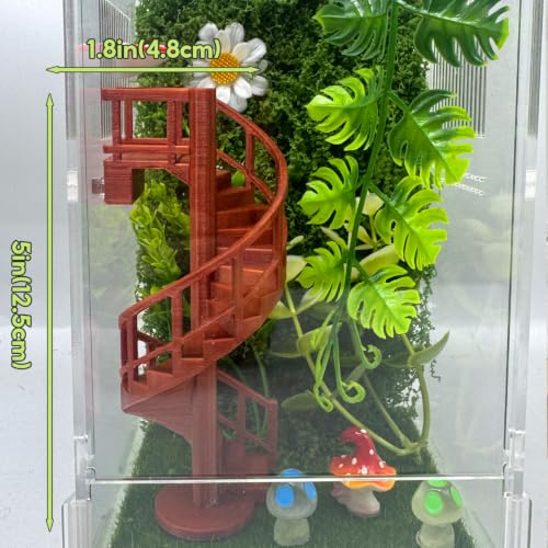 Jumping Spider Enclosure Accessories – Fun Spinning Stairs, Jumping Spider Climbing Toy with Magnetic Mount for Jumping Spider Enclosure Accessory Decoration (Brown)