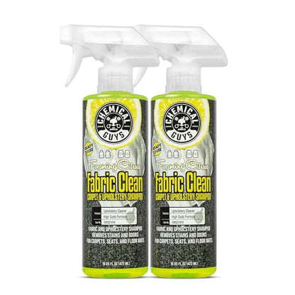 Chemical Guys, Foaming Citrus Fabric & Carpet Cleaner, RTU, 16 oz, 2 Pack | Ready-to-use foaming spray lifts stains and odors from car seats, carpet and floor mats, safe on most fabrics - size: 16 Fl Oz (Pack of 2)