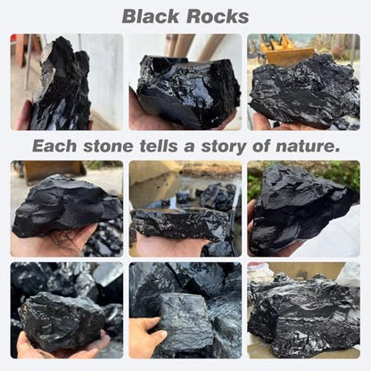 Unocho Fish Tanks Stone 20lb Natural Black Rocks for Aquariums Paludarium Decorative Aquascaping Stone for Reptile Terrariums Bonsai Gardens(3"-9"-8pcs) - size: 20LB(8pcs)3-9in.