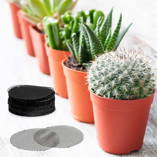 50 Plant Pots - Hole Mesh Pad Terrarium Potting Eye Mesh Mats Pot Substrate Barrier 1 Inch Net Bonsai Gardening Grid Ceramic Drainage Hole Screen Prevent Soil Leaking