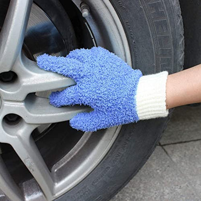 MIG4U Microfiber Dusting Gloves House Cleaning Glove for Blinds, Windows, Shutters, Furniture, and Car, Reusable Lint-Free Blue 1 Pair S/M - color: Blue 1 Pair, size: Small-Medium