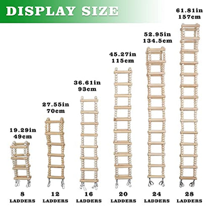Bird Ladder Bridge, Wooden Pet Hamster Climbing & Swing Toys, Cage Accessories for Birds Rats Parrots Hamster Squirrel Sugar Gliders Parakeets Cockatiels - 12 Steps - 27.5 x 3.14 Inch - size: 12 Steps - 27.5 × 3.14 Inch