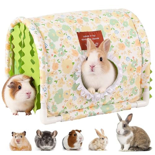 Guinea Pig Hideout Bottomless Guinea Pig Tunnel with Curtain | Large Guinea Pig Hide Washable Small Animal Tunnel Hide Guinea Pig Accessories for Dwarf Rabbit hamster (Light Green, Large) - color: Light Green, size: Large