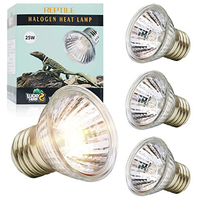 LUCKY HERP 4 Pack 25W UVA UVB Reptile Light Bulbs, Heat Lamp Bulbs for Reptiles and Amphibians, Basking Light Bulb for Turtle, Bearded Dragon, Lizard Heating Use - size: 25*4