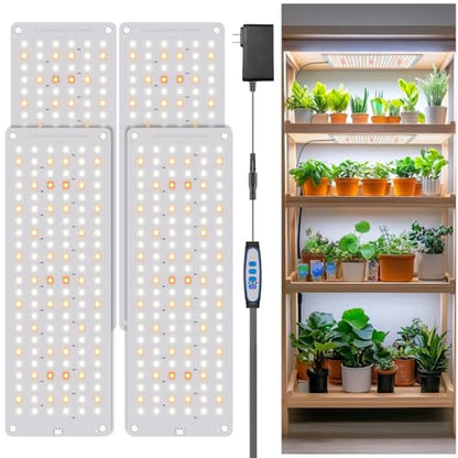 Aumtrly Seed Starting Grow Light, 552 LED Full Spectrum Plant Lamp 4 Panel | for Indoor Plants Growing, 6/12/16H Auto Timer, 5 Dimming Levels, 3 Light Modes, 2 Installation Methods, Use Under Shelves - size: 4 Pack