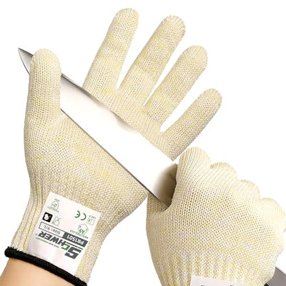Schwer SlicePro ANSI A9 Cut Resistant Gloves, Food Grade, PR1501, L | Non PFAS, No Glass Fiber, for Kitchen Food Prep, Mandolin Slicing, Meat Cutting, Oyster Shucking, Fish Fillet Processing - color: Beige-a9, size: Large