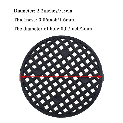 HAHIYO 50PCs 2.2Inch/5.5Cm Black Round PP Plastic Flower Pot Hole Mesh Pad Bottom Grid Mat Bonsai Drainage mesh Hole Screens Gasket Prevent Soil Loss Breathable Gasket Drainage Netting for Bonsai - size: Round-2.2In-50P