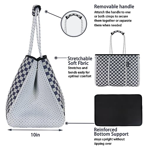 Hibala Neoprene Multipurpose Beach Bag,Gym/Travel/Pool Bag,Tote For Women&Men - color: Lvvplaid