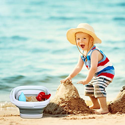 2 Pack Collapsible Buckets 5L 1.3Gallon Small Cleaning Bucket for Household Portable Plastic Bucket Outdoor Car Washing Tub Foldable Camping Beach Sand Water Pot Pail Space Saving Square Grey - color: Grey*2
