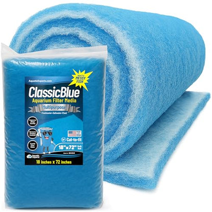Aquatic Experts Classic Bonded Aquarium Filter Pad -18 Inches by 72 Inches by .75 Inch - Blue and White Aquarium Filter Media Roll Bulk Can Be Cut to Fit Most Filters, Made in USA (18" x 72") - size: 18" x 72"